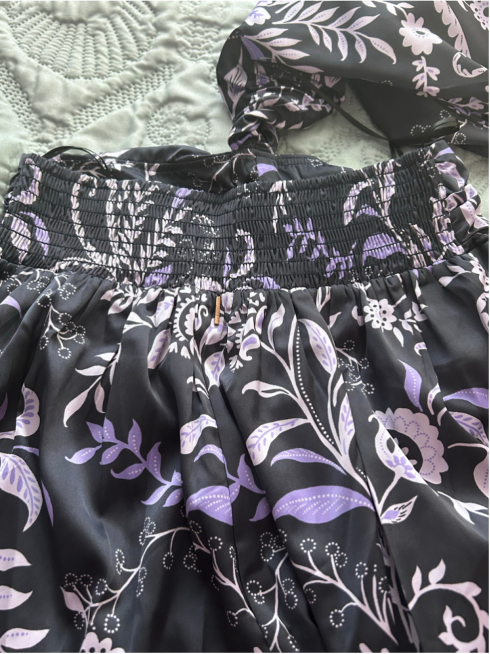 MISA Los Angeles Layla Indigo Vines Floral Halter Wide Leg Jumpsuit S - Picture 7 of 12